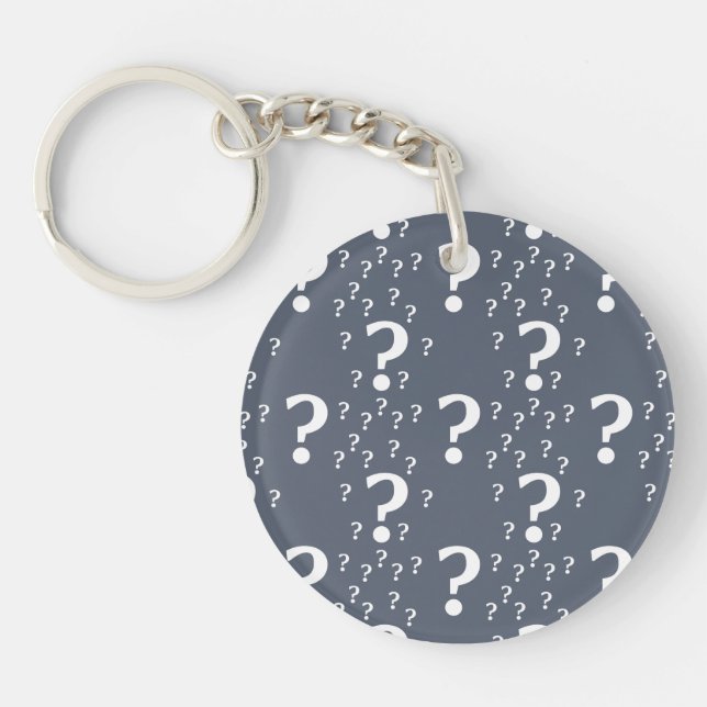 Mystery question mark riddle puzzle blue-grey key ring (Front)