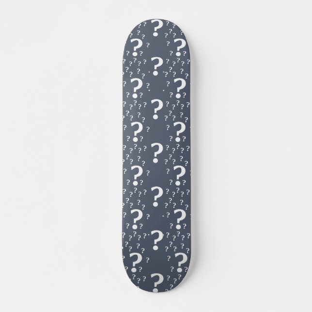 Mystery question mark riddle puzzle blue-grey skateboard (Front)