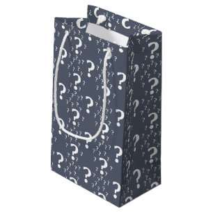 Mystery question mark riddle puzzle blue-grey small gift bag