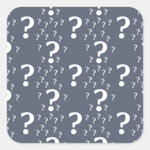 Mystery question mark riddle puzzle blue-grey square sticker