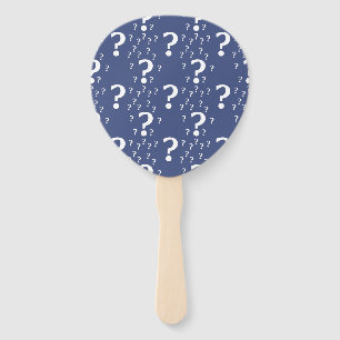 Mystery question mark riddle puzzle blue hand fan