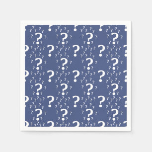 Mystery question mark riddle puzzle blue napkin