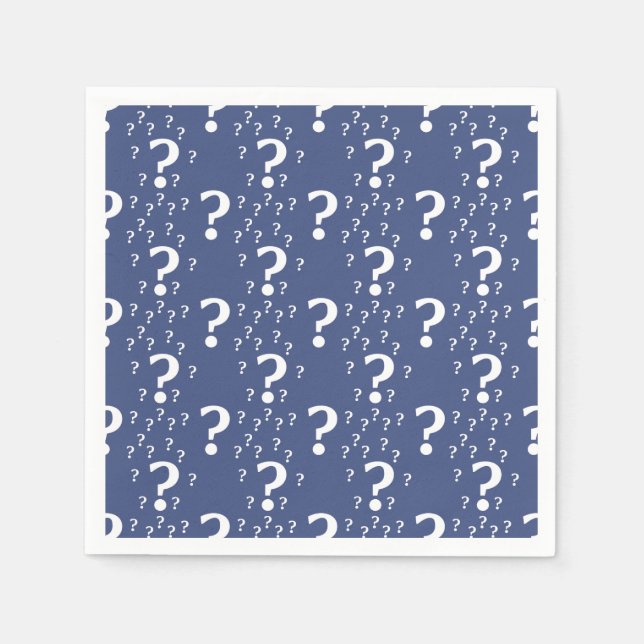 Mystery question mark riddle puzzle blue napkin (Front)