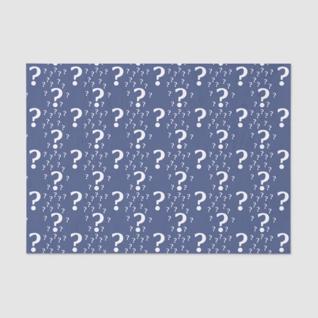 Mystery question mark riddle puzzle blue tissue paper (Front)