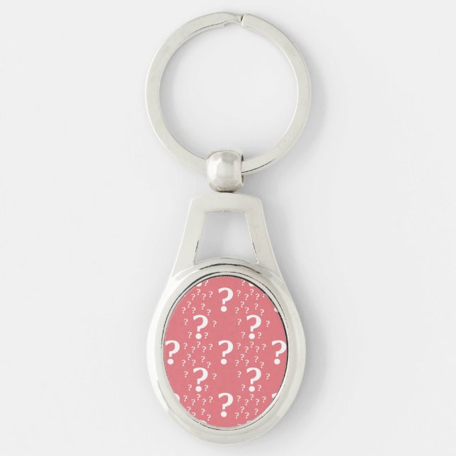 Mystery question mark riddle puzzle coral key ring (Front)