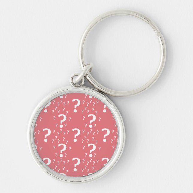 Mystery question mark riddle puzzle coral key ring (Front)