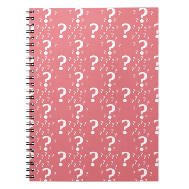 Mystery question mark riddle puzzle coral notebook (Front)