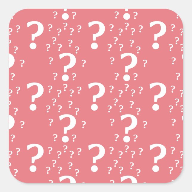 Mystery question mark riddle puzzle coral square sticker (Front)