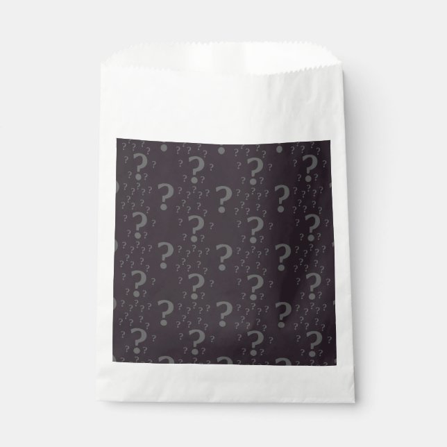Mystery question mark riddle puzzle gray favour bag (Front)