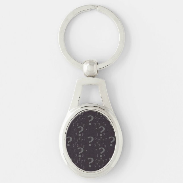 Mystery question mark riddle puzzle gray key ring (Front)