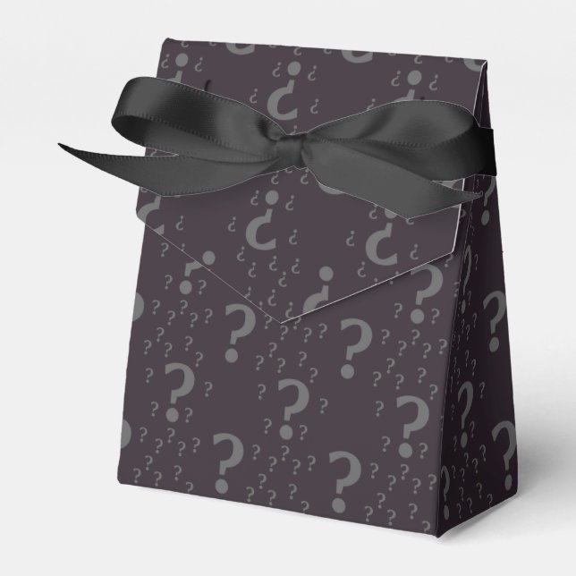Mystery question mark riddle puzzle grey favour box (Front Side)