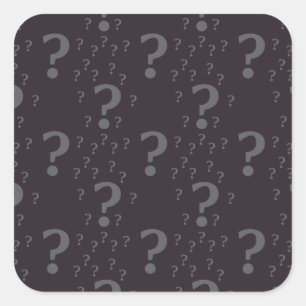 Mystery question mark riddle puzzle grey square sticker