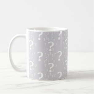 Mystery question mark riddle puzzle light grey coffee mug