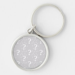 Mystery question mark riddle puzzle light grey key ring