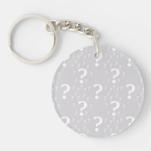 Mystery question mark riddle puzzle light grey key ring