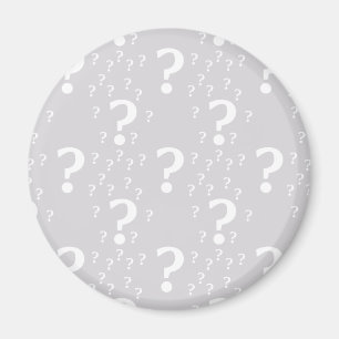 Mystery question mark riddle puzzle light grey magnet
