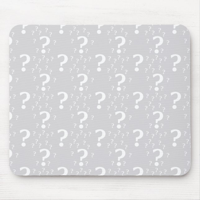 Mystery question mark riddle puzzle light grey mouse pad (Front)
