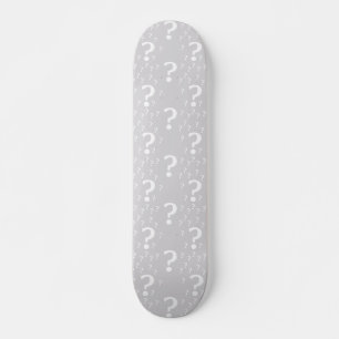 Mystery question mark riddle puzzle light grey skateboard