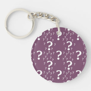 Mystery question mark riddle puzzle mauve key ring