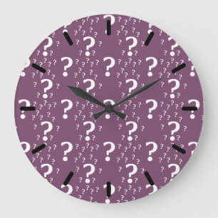 Mystery question mark riddle puzzle mauve large clock