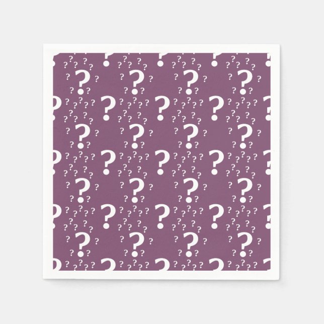 Mystery question mark riddle puzzle mauve napkin (Front)