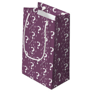 Mystery question mark riddle puzzle mauve small gift bag
