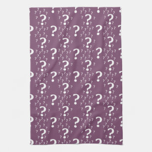 Mystery question mark riddle puzzle mauve tea towel