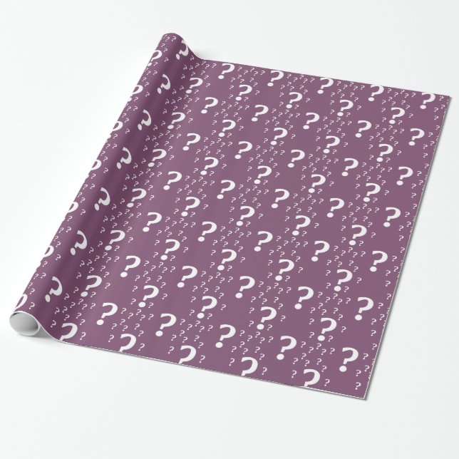 Mystery question mark riddle puzzle mauve wrapping paper (Unrolled)