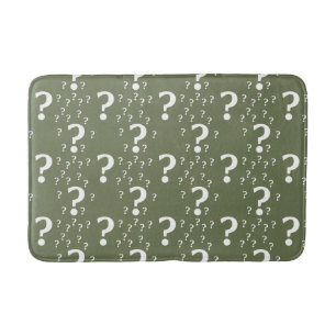 Mystery question mark riddle puzzle olive green bath mat