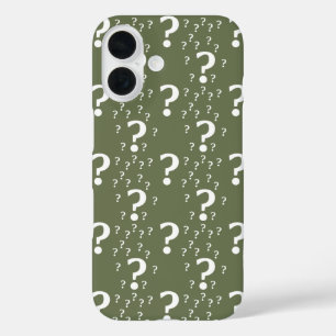 Mystery question mark riddle puzzle olive green iPhone 16 case