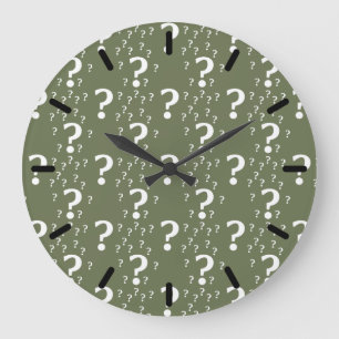 Mystery question mark riddle puzzle olive green large clock
