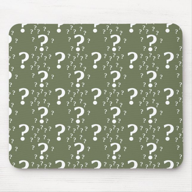 Mystery question mark riddle puzzle olive green mouse pad (Front)