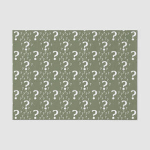 Mystery question mark riddle puzzle olive green tissue paper