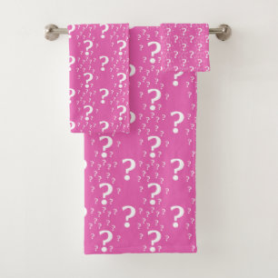 Mystery question mark riddle puzzle pink bath towel set