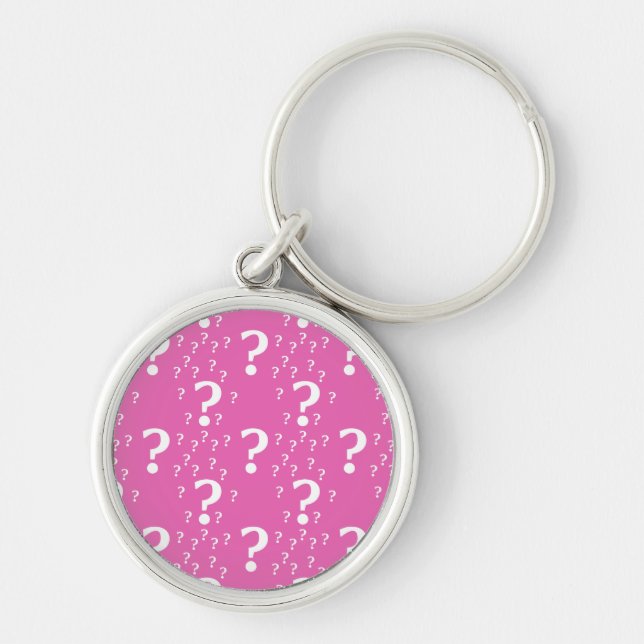 Mystery question mark riddle puzzle pink key ring (Front)