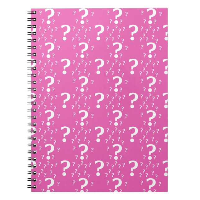 Mystery question mark riddle puzzle pink notebook (Front)