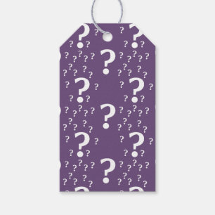 Mystery question mark riddle puzzle purple gift tags