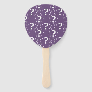 Mystery question mark riddle puzzle purple hand fan