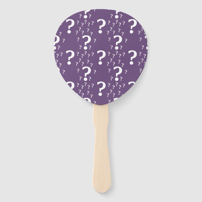 Mystery question mark riddle puzzle purple hand fan (Back)