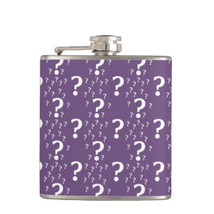 Mystery question mark riddle puzzle purple hip flask