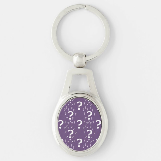 Mystery question mark riddle puzzle purple key ring (Front)