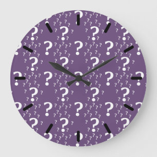 Mystery question mark riddle puzzle purple large clock