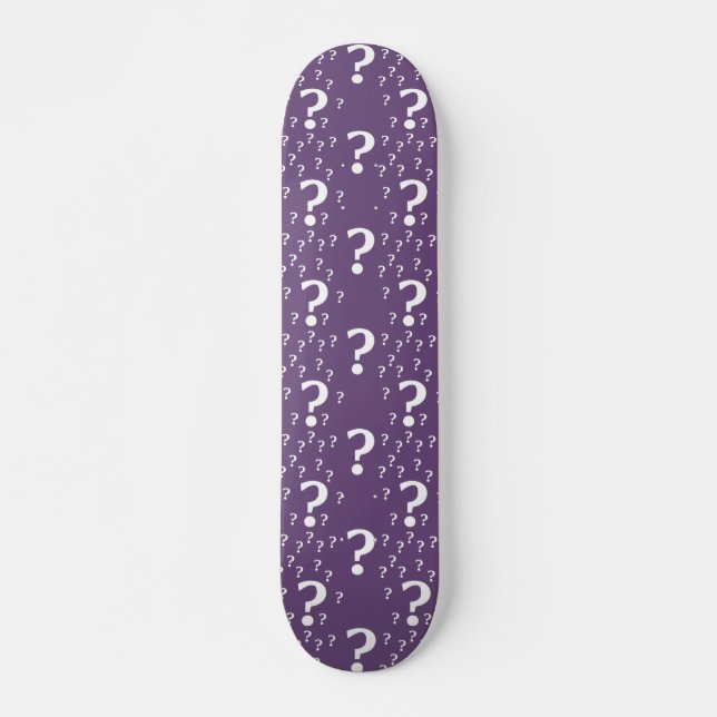 Mystery question mark riddle puzzle purple skateboard (Front)