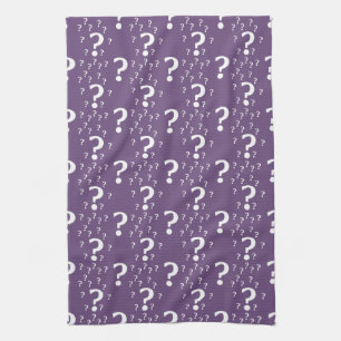 Mystery question mark riddle puzzle purple tea towel