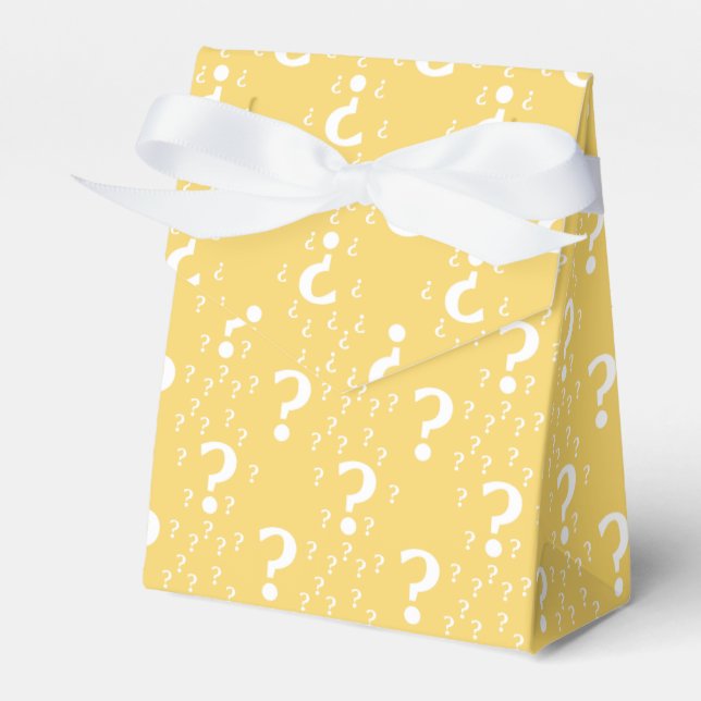 Mystery question mark riddle puzzle yellow favour box (Front Side)