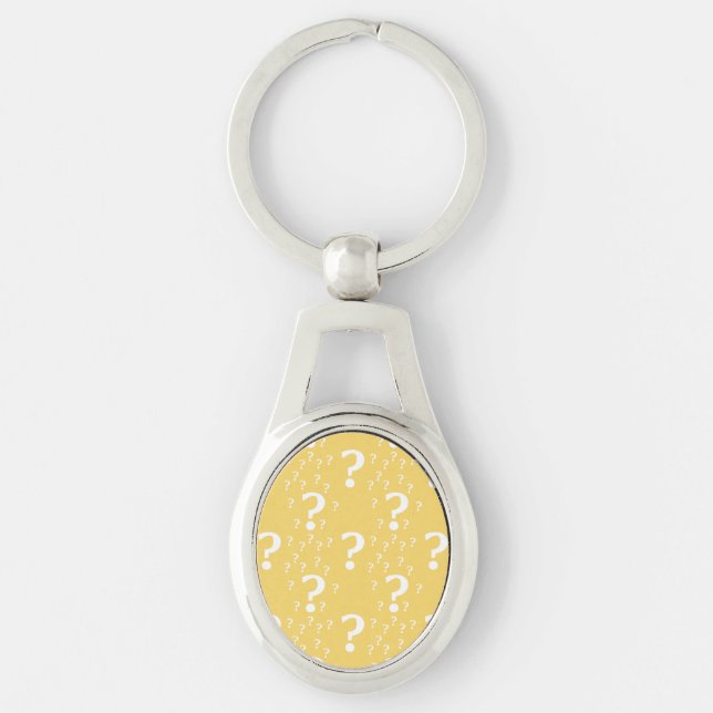 Mystery question mark riddle puzzle yellow key ring (Front)