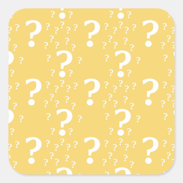 Mystery question mark riddle puzzle yellow square sticker (Front)