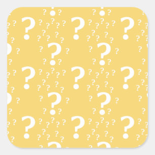 Mystery question mark riddle puzzle yellow square sticker