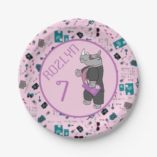 Mystery rhino pink paper plate