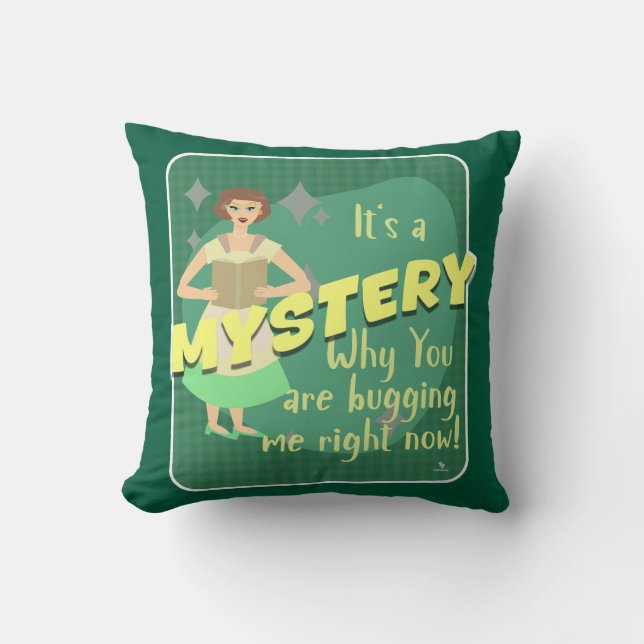 Mystery Snarky Retro Reading Housewife Cushion (Front)